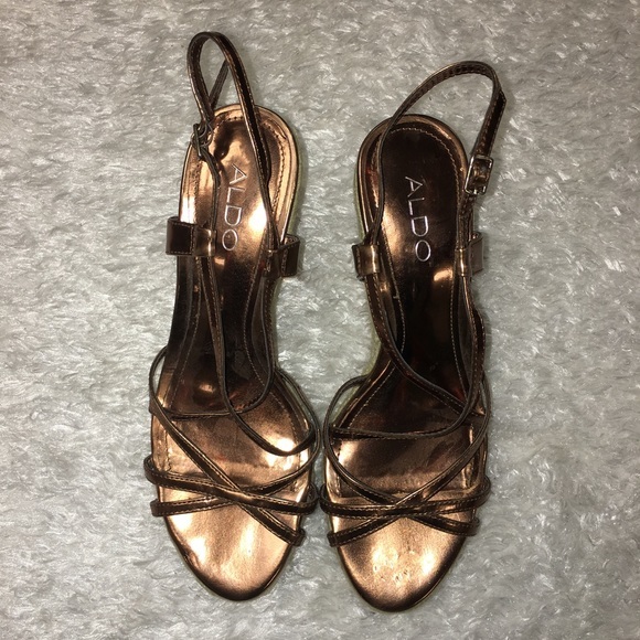 🔸 Aldo rose gold jute wedges - Picture 1 of 4